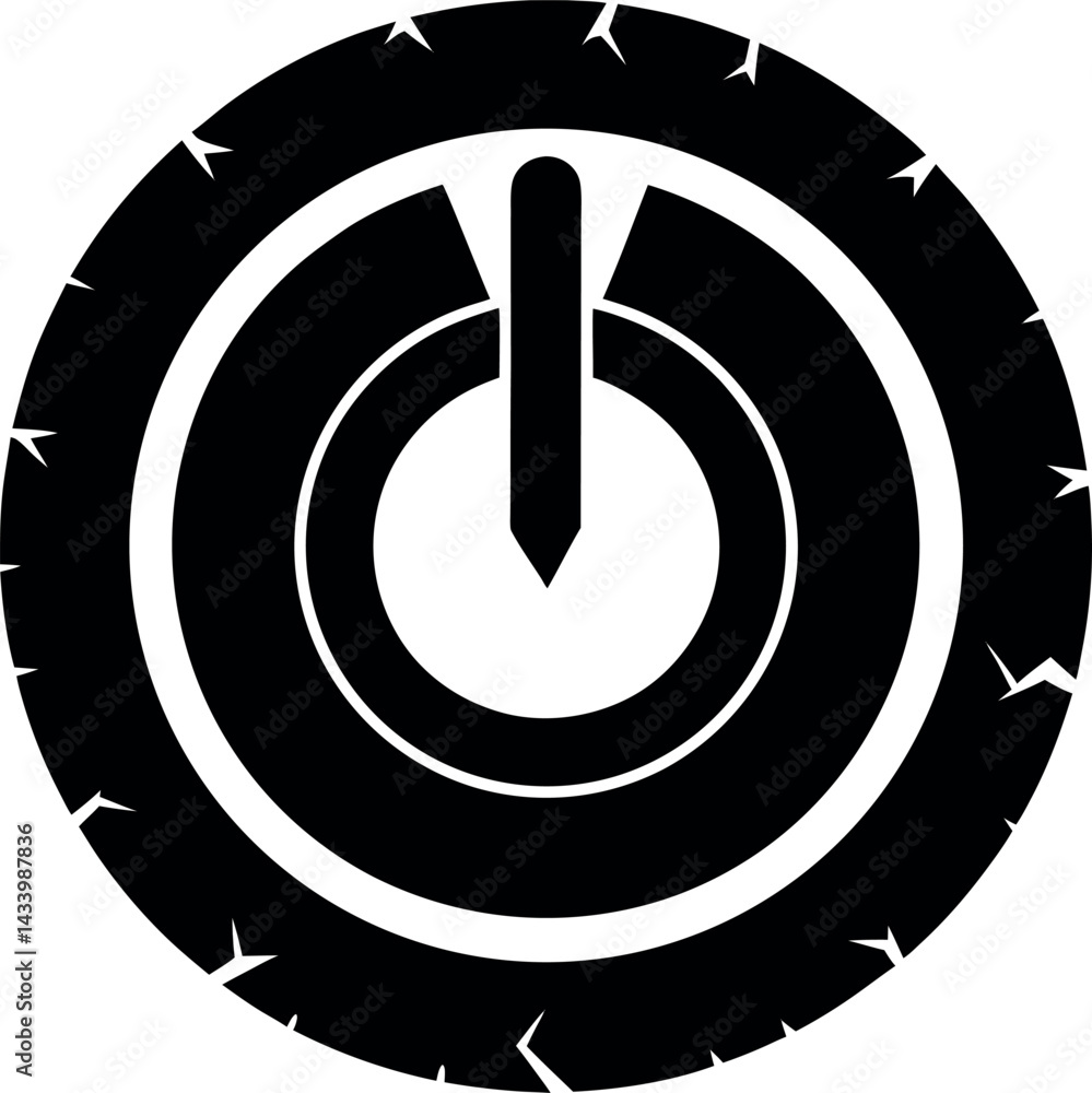 Power On/Off Button Silhouette in Black | Technology Control Icon Vector for UI, Electronics & Device Power On/Off Button Silhouette in Black | Technology Control Icon Vector for UI, Electronics & Device