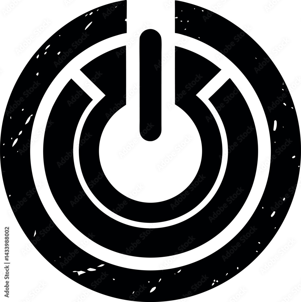 Power On/Off Button Silhouette in Black | Technology Control Icon Vector for UI, Electronics & Device Power On/Off Button Silhouette in Black | Technology Control Icon Vector for UI, Electronics & Device