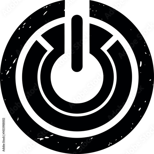 Power On/Off Button Silhouette in Black | Technology Control Icon Vector for UI, Electronics & Device