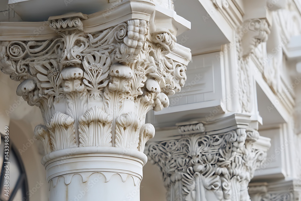 Obraz premium Ornate white stone columns with detailed craftsmanship 
