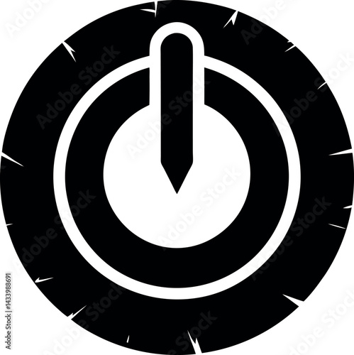 Power On/Off Button Silhouette in Black | Technology Control Icon Vector for UI, Electronics & Device