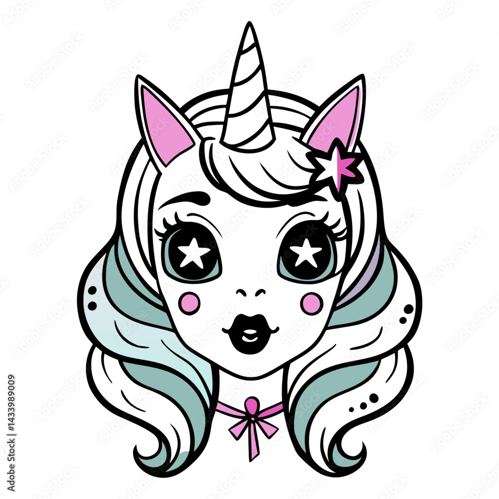 unicorn head with candy tones and gothic makeup unicorn head with candy tones and gothic makeup