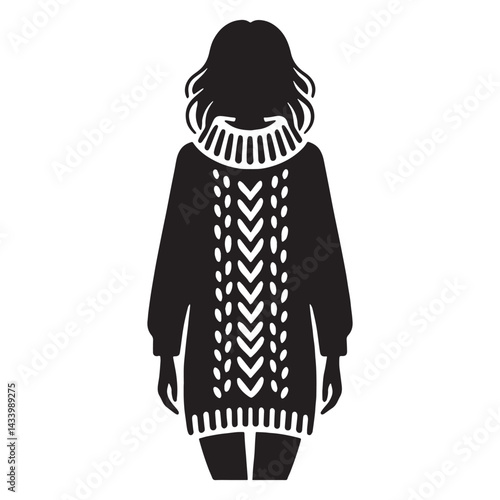 Soft Knit Sweater silhouette, lightweight yet snug fit – Knit Sweater illustration – Minimalist Knit Sweater vector – Ladies dress silhouette

