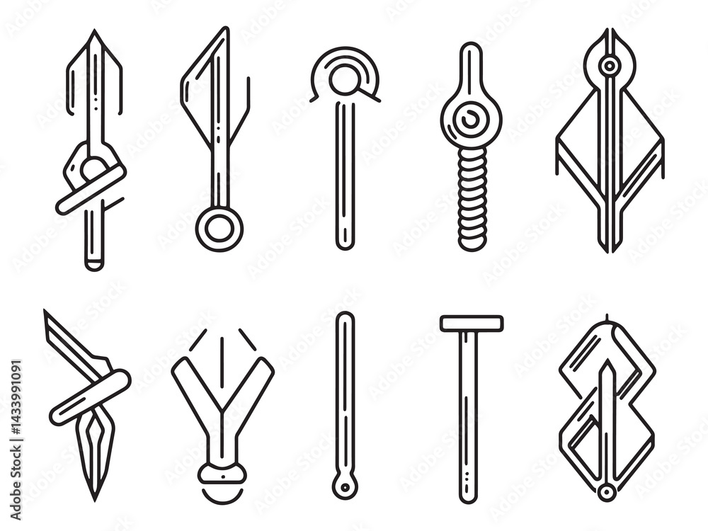 Bolt Threader line art black and white Bolt Threader line art black and white