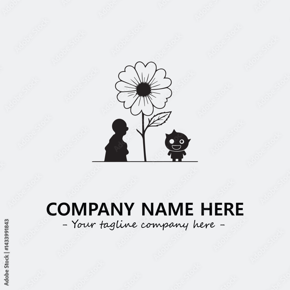 Obraz premium Flower illustration black and white for logo company vector image 