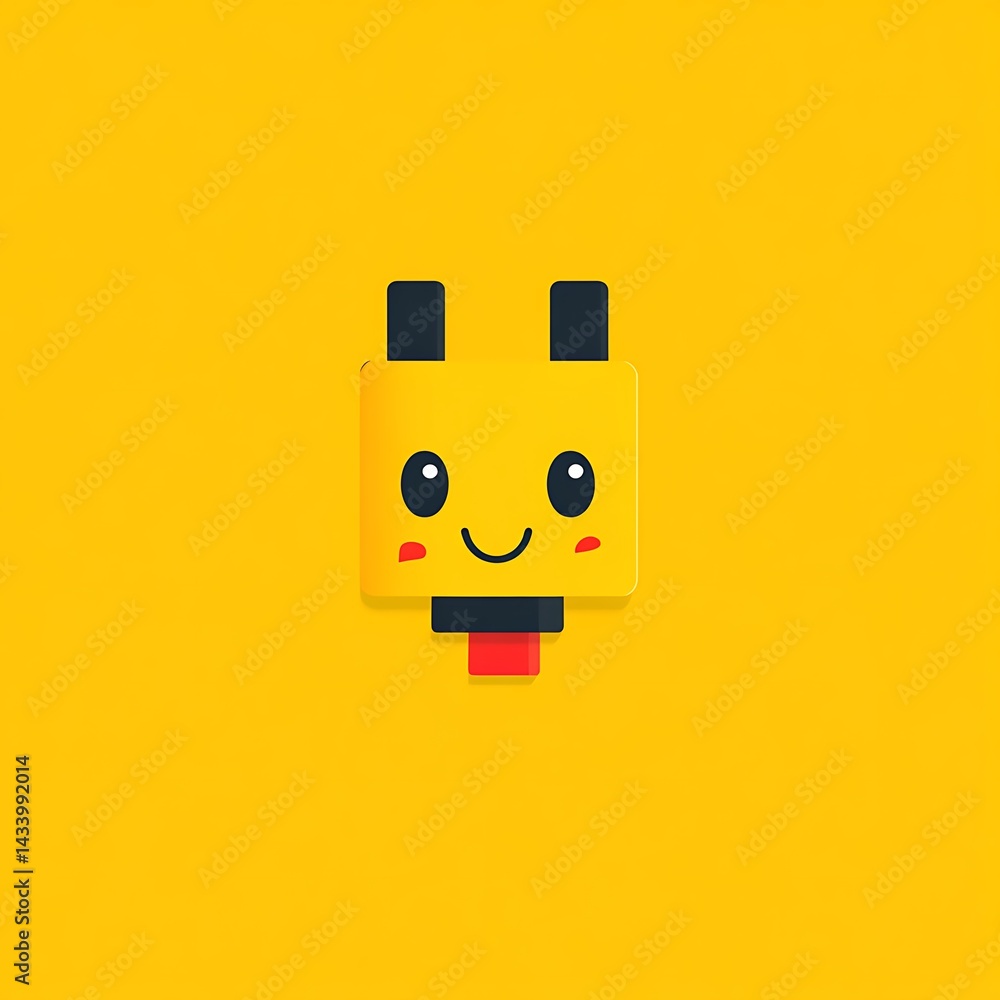 A Happy Yellow Square Robot Character Design A Happy Yellow Square Robot Character Design