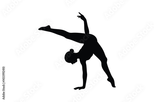 Graceful Gymnast Silhouette in Dynamic Pose