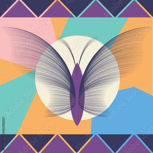Colorful Geometric Butterfly with Tribal Accents