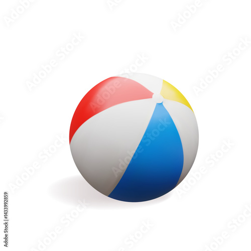 Free Download 3d beach ball. Three-dimensional vector illustration about summer sport on vacation. Fun game on the sea. Inflatable plastic balloon. Activity leisure in the pool. Sun holiday, travel time - GFXLoad