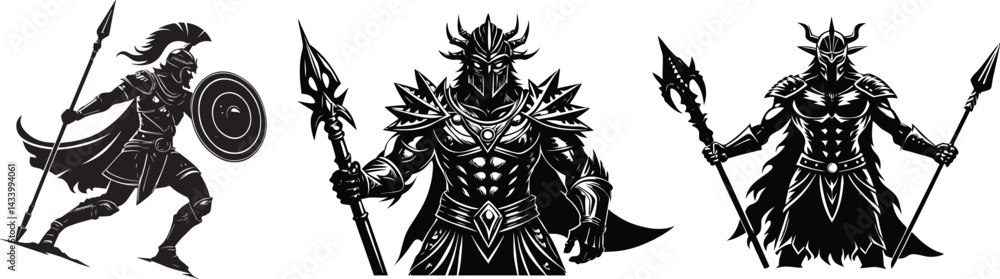 Fototapeta premium Inspired by ancient warriors, this silhouette is ready for bold apparel designs