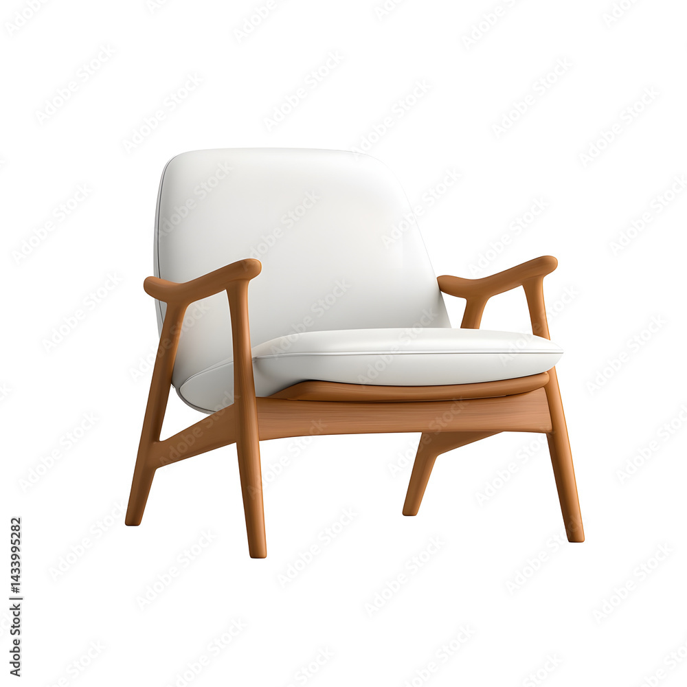 Minimalist Wooden Lounge Chair with White Upholstery Minimalist Wooden Lounge Chair with White Upholstery
