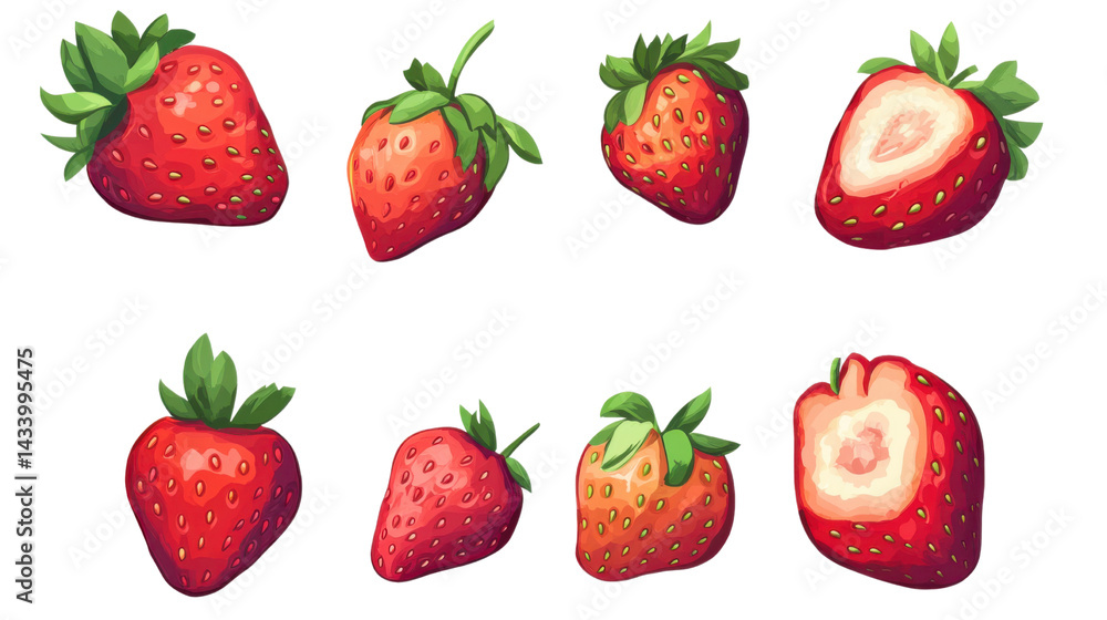 Collection set of strawberries on white background Collection set of strawberries on white background