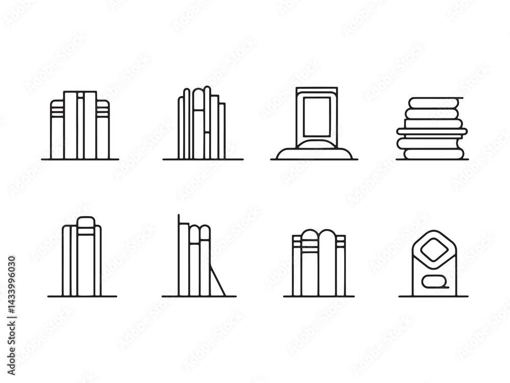 Bookend line art minimalist design concept Bookend line art minimalist design concept