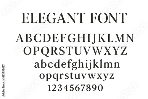 Elegant font showcasing uppercase and lowercase letters, numbers, and stylistic variations suitable for print and design purposes