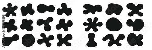 Artistic black shapes arranged in a contemporary design for modern decor or graphic projects