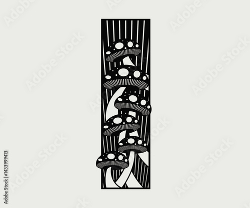 Black and white mushroom vector illustration design concept
