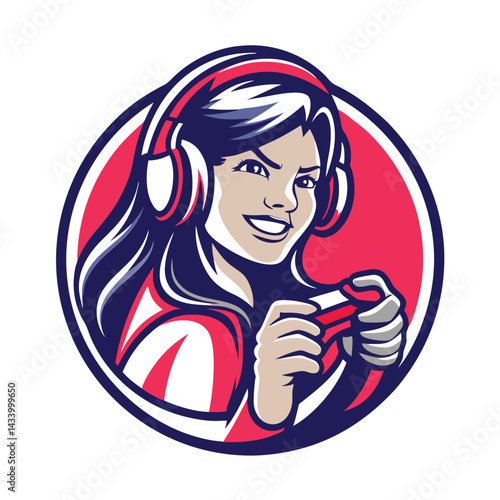 Female gamer with headphones and controller (2)