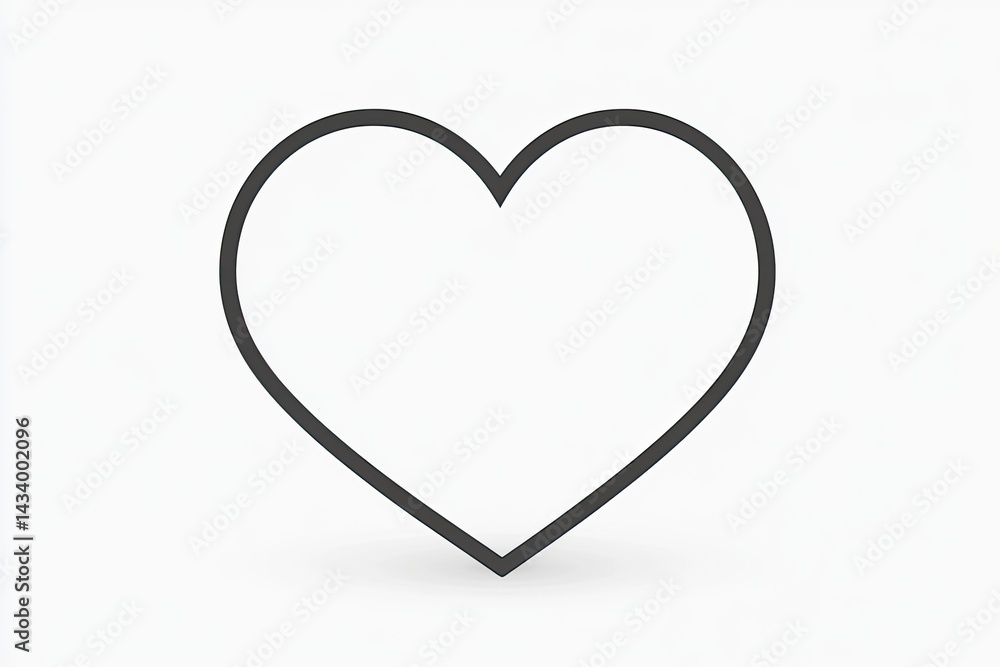 Heart Shape Outline on White Heart Shape Outline on White