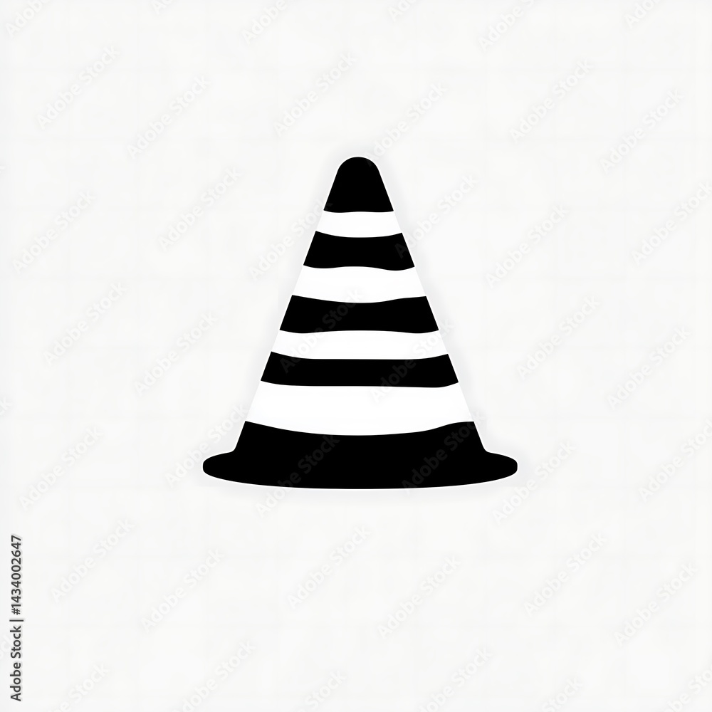 Black and white striped traffic cone illustration Black and white striped traffic cone illustration