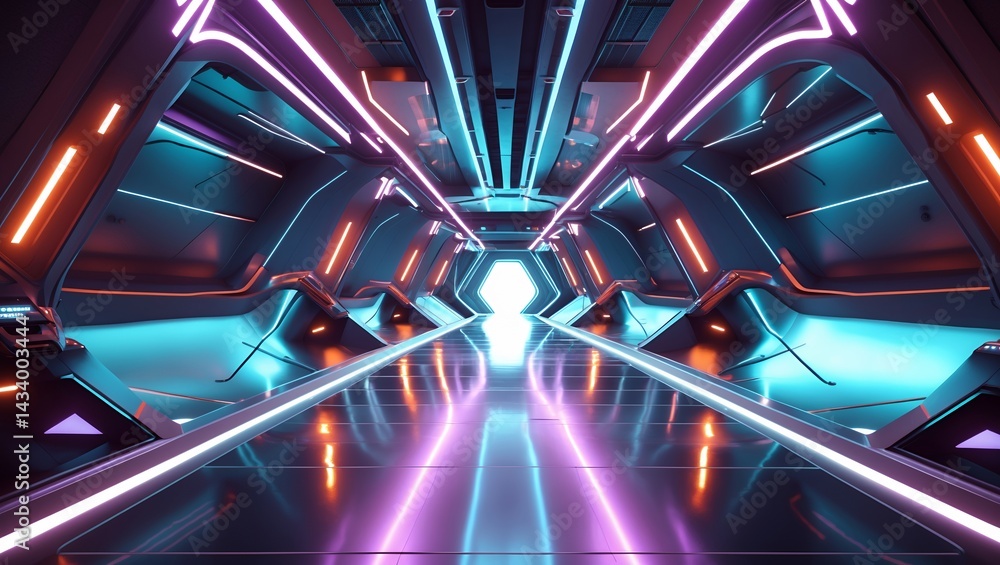 Futuristic corridor showcasing avant-garde interior design Futuristic corridor showcasing avant-garde interior design