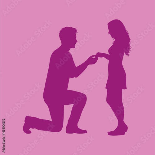 vector illustration of the silhouette of a man proposing to his girlfriend