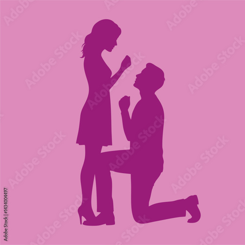 vector illustration of the silhouette of a man proposing to his girlfriend