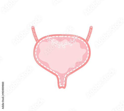 Healthy bladder isolated on white background. Vector illustration in hand drawn flat cartoon style. Urinary system. Human internal organ