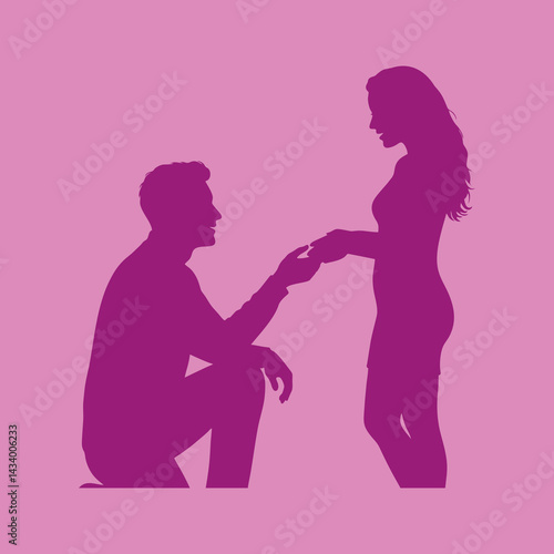 vector illustration of the silhouette of a man proposing to his girlfriend