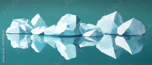 Obraz na płótnie A painting of a large group of ice blocks floating in the water w salonie