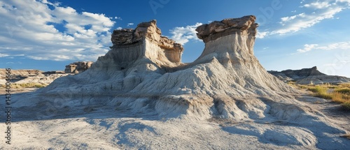Obraz na płótnie A rocky, barren landscape with a few small hills and a large rock formation w salonie