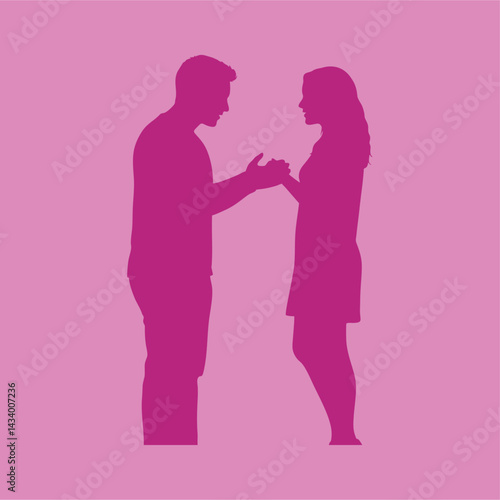 vector illustration of the silhouette of a man proposing to his girlfriend