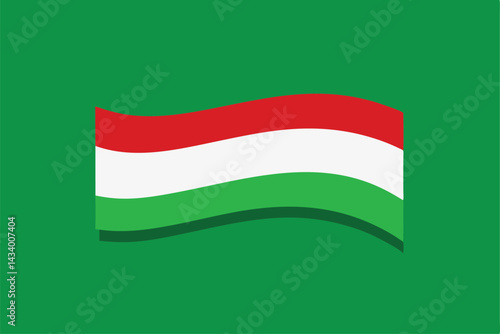 Free Download Waving flag of Hungary against a vibrant green background, vector art - GFXLoad