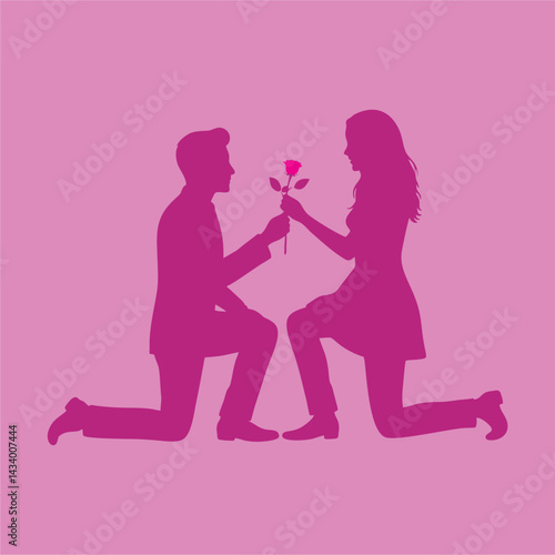 vector illustration of the silhouette of a man proposing to his girlfriend