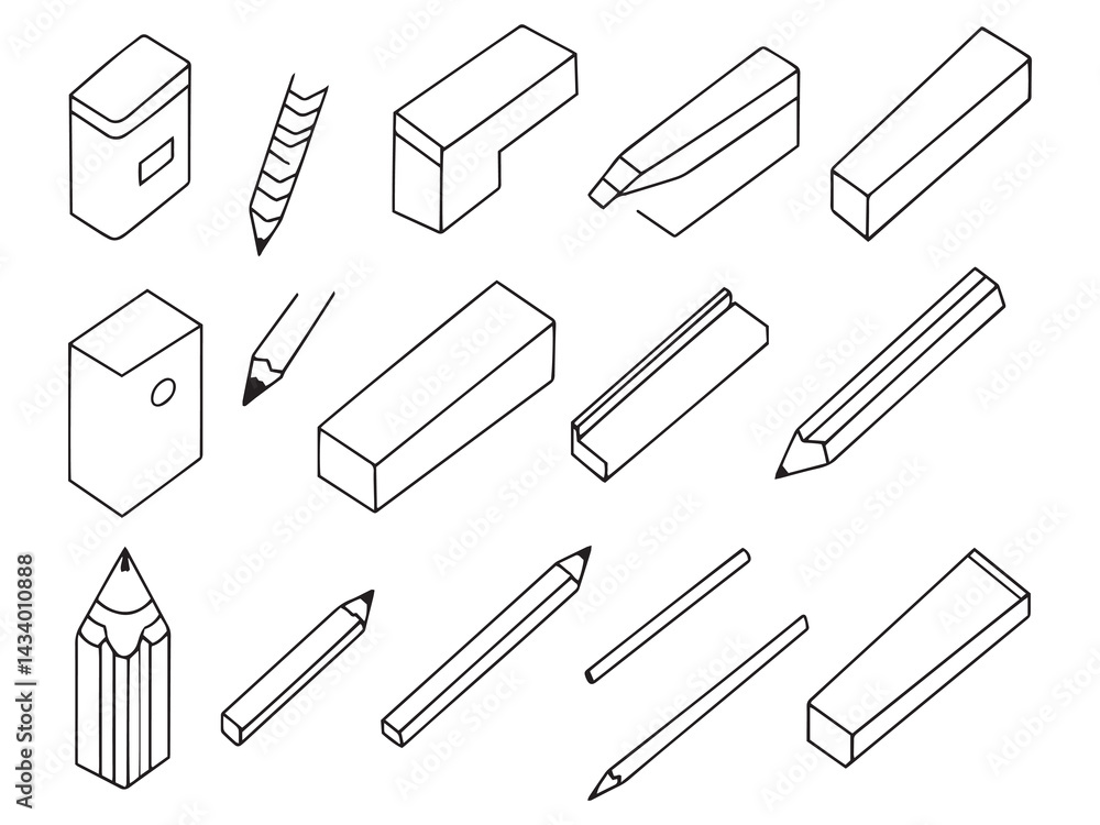 Pencil Box line art simple sketch Pencil Box line art simple sketch