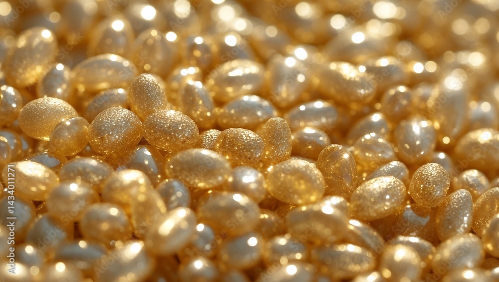 Golden grains shimmering with unique texture in close-up Golden grains shimmering with unique texture in close-up