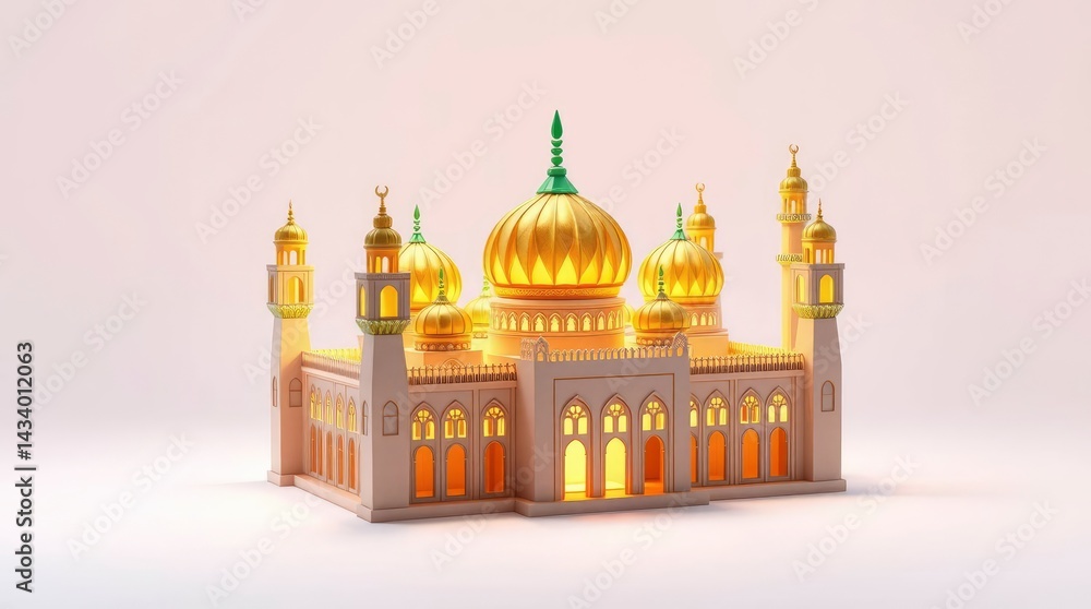 Obraz premium Architectural Model with Golden Domes and Ornate Details