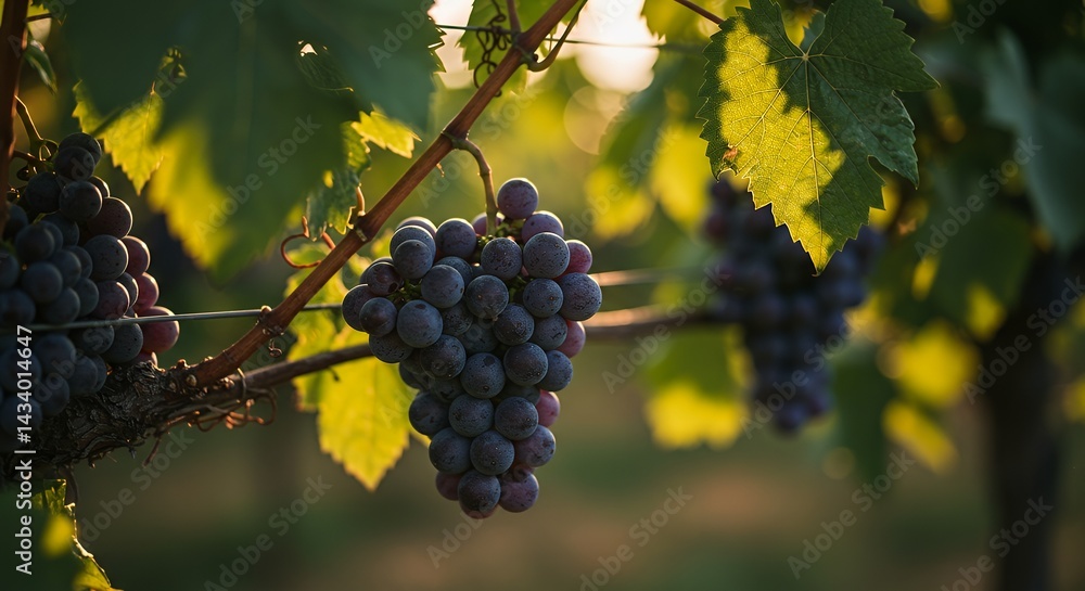 Fototapeta premium Grapes on Vine in Sunlight