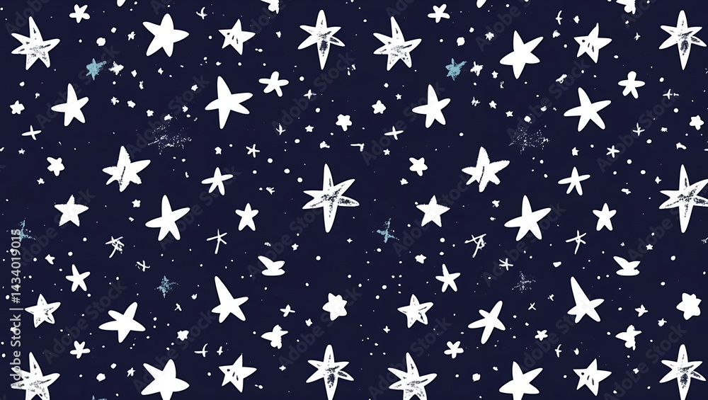 Hand-drawn star pattern on dark night sky Hand-drawn star pattern on dark night sky