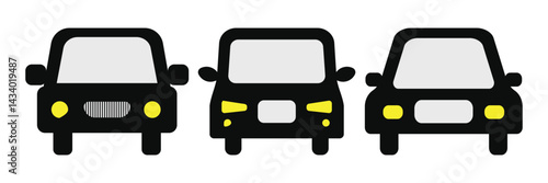 car icon, vehicle or automobile front view flat vector icon for apps and websites
