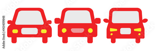 car icon, vehicle or automobile front view flat vector icon for apps and websites