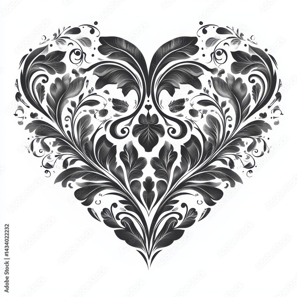 Obraz premium artistic heart shape variations, editable SVG, monochrome line art