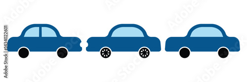 Car type icons set. Model automobile.