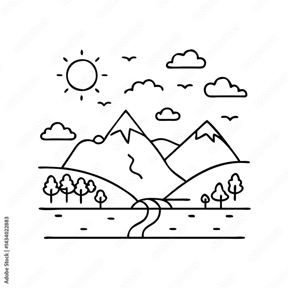 Naklejka premium greenary landscape icon, greenary landscape vector illustration-simple illustration of greenary landscape, perfect for greenary landscape logos and icons