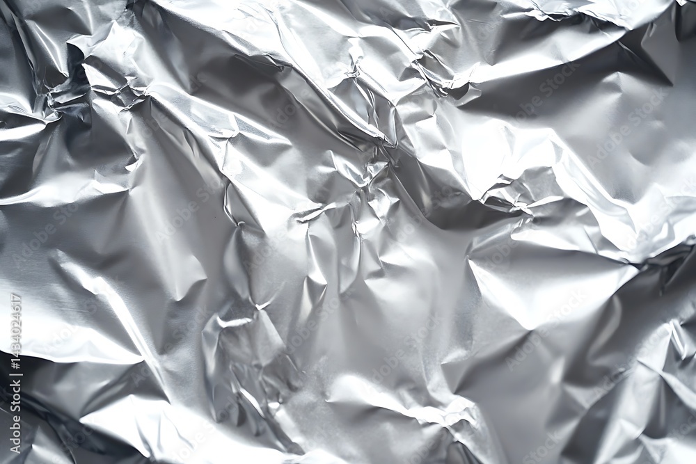 Crumpled Shiny Aluminum Foil Texture Reflective Silver Surface Metal Material Crumpled Shiny Aluminum Foil Texture Reflective Silver Surface Metal Material