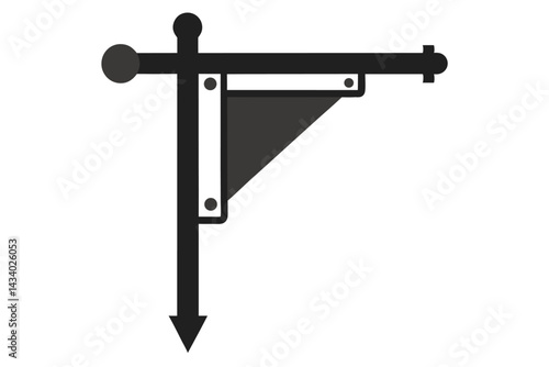 Stylized Black and White Sign Hanger with Triangular Decorative Element