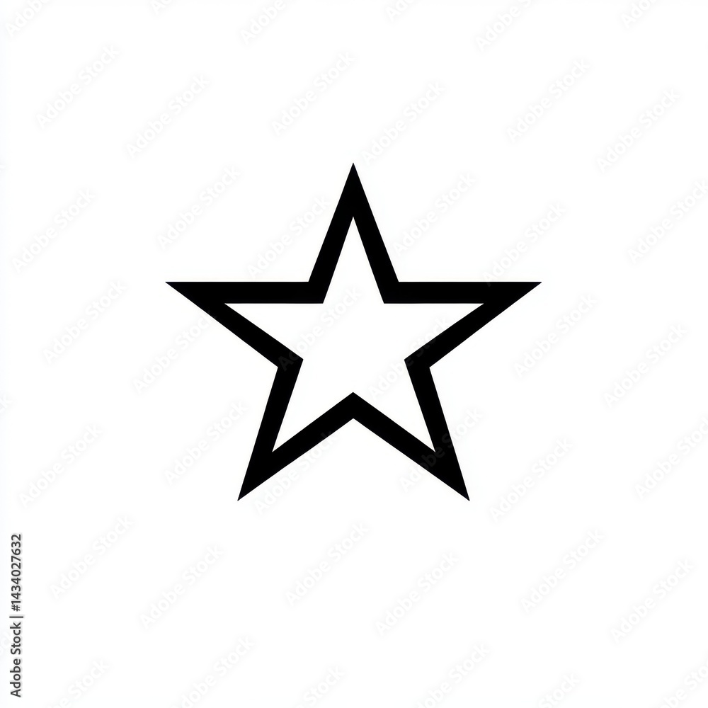 Obraz premium Minimal five-point star icon, thin black outline, monochrome design