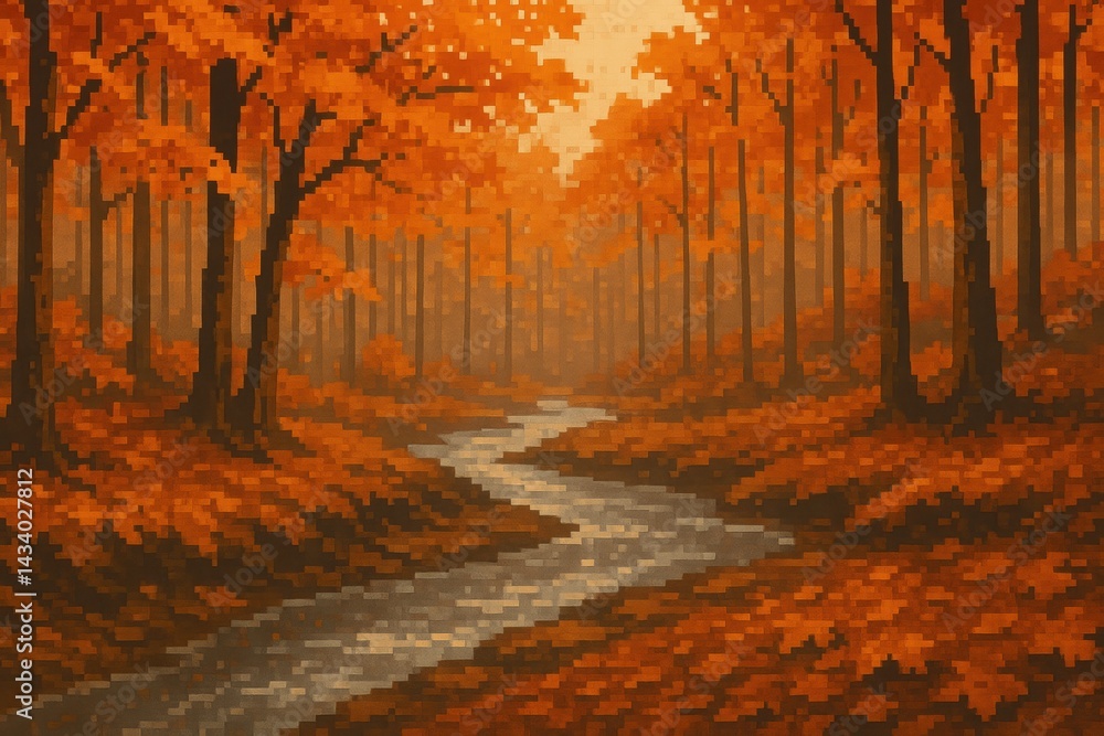 Fototapeta premium Autumn Forest Serenity in High Fidelity for Print and Poster Design
