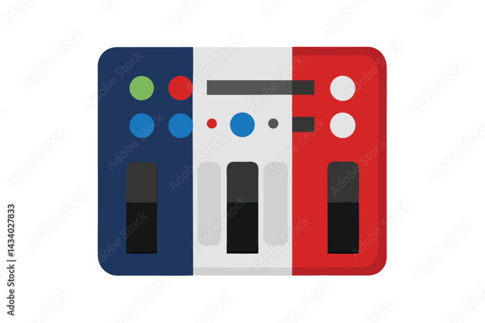 Digital audio effects unit in the colors of the French flag Digital audio effects unit in the colors of the French flag