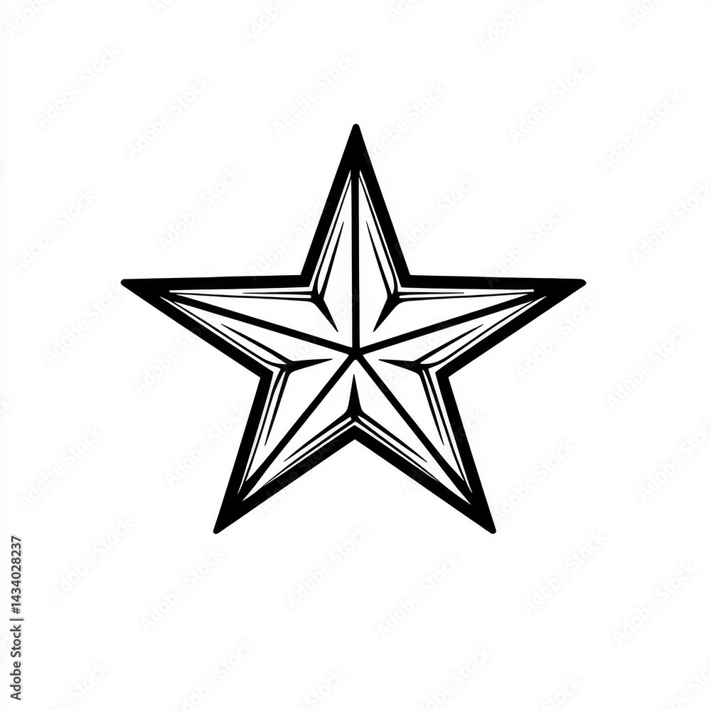 Minimalist five-pointed star icon with thin outline, black line vector clipart, isolated on white background Minimalist five-pointed star icon with thin outline, black line vector clipart, isolated on white background