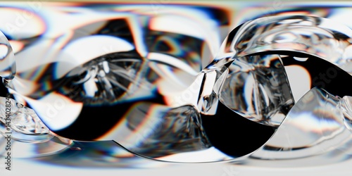 Obraz na płótnie HDRI map, Abstract iridescent background design, 3d render panoramic 360 view equirectangular hdri studio lights image map